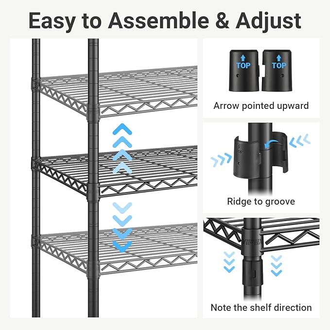 VIPEK V4C Garment Rack with Cover, Heavy Duty Portable Closet Adjustable Metal Clothing Rack for Hanging Clothes with Hanging Rods & Side Hooks, Max Load 810lbs, Black Rack with Grey Cover