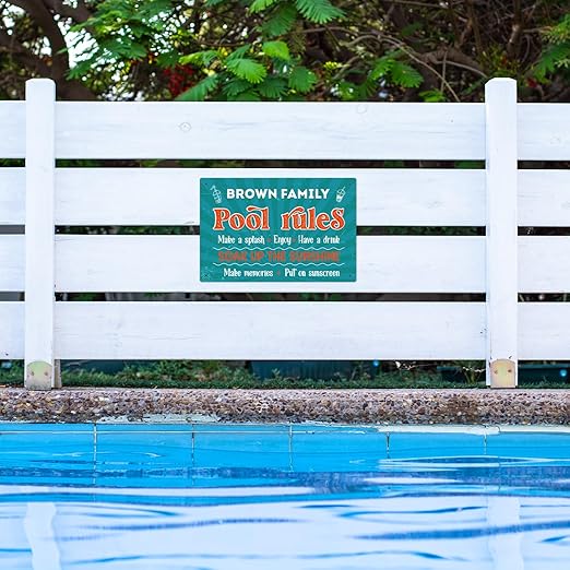 Custom Pool Sign, Pool Rules Enjoy Swimming for Pool Décor Sign, 12x18 Inches, Rust Free .063 Aluminum, Fade Resistant, Made in USA by Sigo Signs