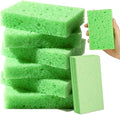 Mkobon 6 Pcs Kitchen Sponges for Dishes Cleaning, Non Scratch for Non Stick Cookware, Compressed Natural Cellulose Sponges, Dish Washing Scrubbers, Scrubbing Pads for Household, Bathroom (Green)