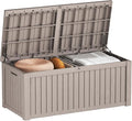 Outdoor Storage Box Waterproof, 180 Gallon Lockable Resin Deck Box Large, Patio Storage Bin for Pool Accessories Cushion Furniture, Garden Tools, UV-Resistant Outside Delivery Grey