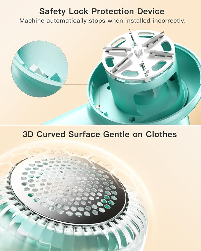 coldSky Rechargeable Fabric Shaver, Lint Shaver with Digital Display, Sweater Shaver with 6-Leaf Blades and Safety Lock, 3-Speeds Defuzzer Remove Fuzz, Pills from Clothes, Furniture, Blanket Green