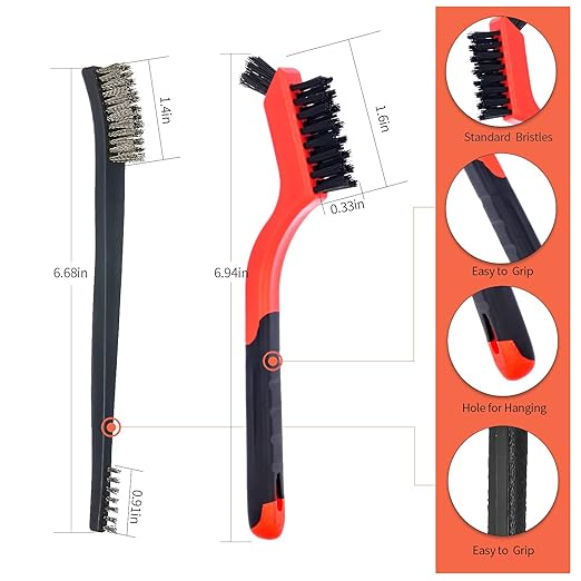 Small Wire Brush - 8 Pieces Brass/Stainless Steel/Nylon Brushes for Cleaning Rust Removal, Dirt, Paint Scrubbing Wire Brush Set Double-Ended Cleaning Pick