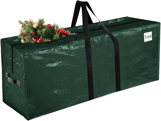 Christmas Tree Storage Bag, Christmas Tree Bag Fits Up to 9 Ft Artificial Xmas Trees, Heavy Duty Material, Waterproof & Dual Zippers Christmas Tree Box for Trees, Decorations (Green)
