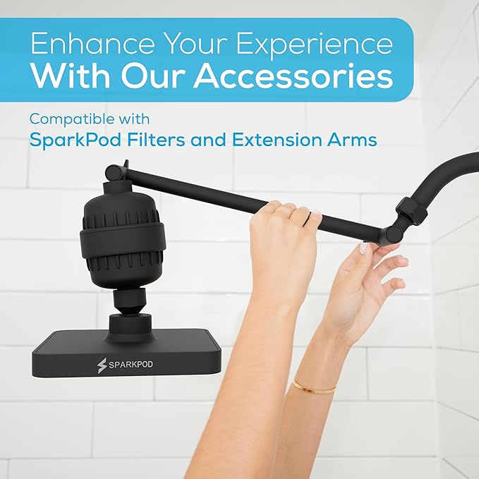 SparkPod Shower Head - High Pressure Rain - Premium Quality Luxury Design - 1-Min Install - Easy Clean Adjustable Replacement for Your Bathroom Shower Heads (Midnight Black Matte, 6 Inch Square)