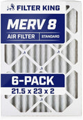 Filter King 21.5x23x2 Air Filter | 6-PACK | MERV 8 HVAC Pleated A/C Furnace Filters | MADE IN USA | Actual Size: 21.5 x 23 x 1.75"