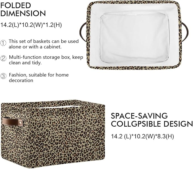 ALAZA Cheetah Leopard Print Animal Skin Foldable Storage Box Storage Basket Organizer Bins with Handles for Shelf Closet Living Room Bedroom Home Office 1 Pack
