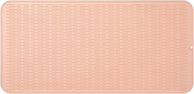 MicoYang Silicone Dish Drying Mat for Multiple Usage,Easy clean,Eco-friendly,Heat-resistant Silicone Mat for Kitchen Counter or Sink,Refrigerator or Drawer Liner Pink 5XL 36inches x 18inches