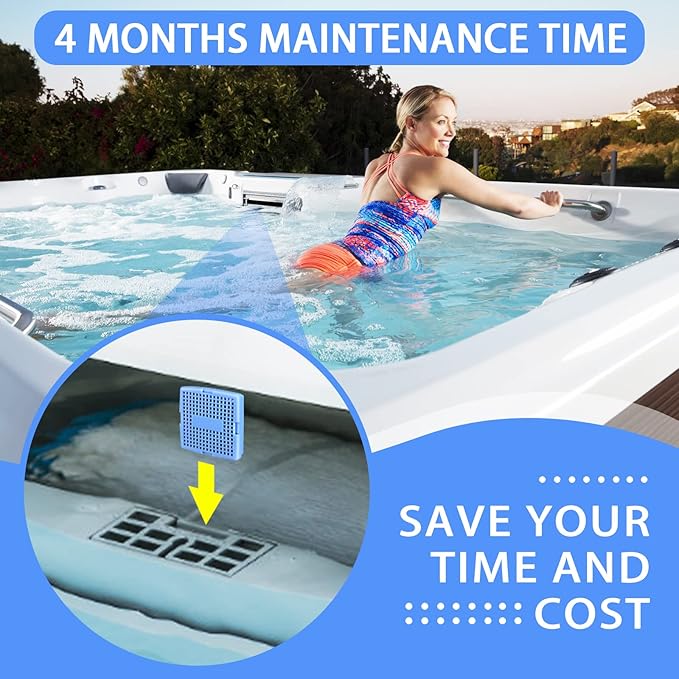 2 Pack Hot Tub Mineral Cartridge, Silver Ion Freshwater Salt System Cartridge, Cleans & Clarifies Spa Water for 4 Months