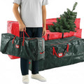 Amylove 4 Pcs Large Christmas Tree Storage Bags Heavy Duty Xmas Zippered Bags Bulk Waterproof Plastic Christmas Tree Container with Carry Handles(9 Ft/ 7.5 Ft/ 4.5 ft,Red/Green)