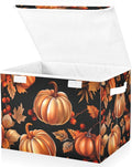 Thanksgiving Baskets Collapsible Storage Bins with Lids, Autumn Pattern Pumpkins Storage Boxes Clothes Baskets for Organizing