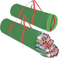 OUTTDID Christmas Wrapping Paper Organizer Storage, 41" Gift Wrapping Paper Storage Containers, 600D Oxford Fabric Gift Wrap Paper Holder Fits 18-25 Rolls, with Handles and Zippered, Green