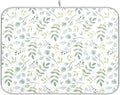 Eucalyptus Leaves Dish Drying Mat for Kitchen Countertop 18x24 Green Large Drying Mat Reusable Quick Dry Dish Sink Mats Easy Clean Decorative Essentials