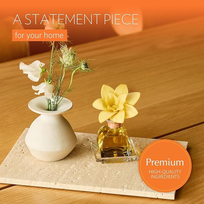 AGRARIA PetiteEssence Flower and Reed Diffuser Set, Hand Crafted Sola Flower Botanical Home Fragrance Diffuser, Bitter Orange Scent, 6 Months Lasting, No Phthalates or Alcohol for All Occasions