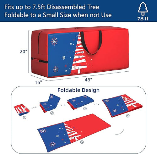 7.5 ft Christmas Tree Storage Bag - Heavy Duty 600D Polyester Oxford Versatile Bag with Wide Opening, Dual Zippers, Extra Large Storage Container for Seasonal Decor, Camping Gear, Sports Equipment