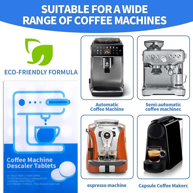 coldpa + Coffee Machine Cleaning Tablets, Machine Descaler Tablets, Deep Cleaning and Descaling for All Coffee Makers, Effortless Descaler & Cleaner Solution(24PCS)