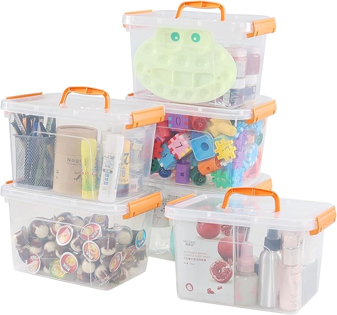 Farmoon 6 Quart Storage Bins with Lids, 6 Pack Storage Boxes Plastic, Clear