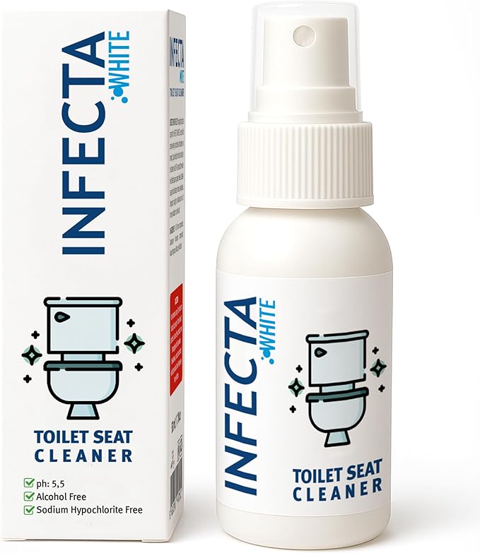 INFECTA WHITE – Toilet Spray, Travel Size Multipurpose Cleaning Spray (50 ml), All Purpose Cleaner for Toilet Seats, WC, Bathtub, Fresh Scent, Bathroom Essentials & Mini Travel Toiletries (1 PCS)