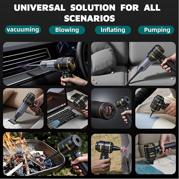 Portable Cordless Car Vacuum Cleaner,Mini Handheld Vacuum Cordless for Car,With Battery Level and Gear Display,High Power Suction of 17000PA,Large Battery Capacity and Supports Fast Charging