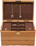 Eapmic Extra Large 3 Layers Wooden Jewelry Box Jewelry Case Cabinet Armoire Ring Necklacel Gift Storage Box Organizer(3 layers,6 built-in hooks)