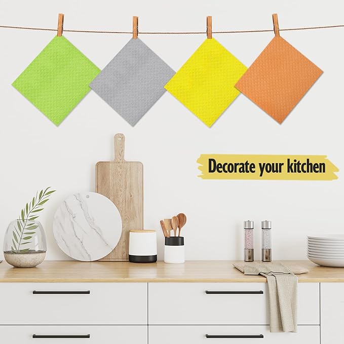 MoLKENE Swedish Dishcloths for Kitchen | 6 Pack Dish Towels Cellulose Sponge Cloths | Non-Scratch Reusable Paper Towels Washable | No Odor Fast Drying Swedish Cloths, Multicolor