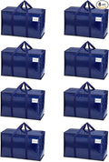 VENO 8 Pack Moving Bags, Heavy Duty, Moving Boxes Alternative, Packing Storage Supplies for Dorm Room Essentials with Zipper for Clothes, Extra Large Totes for Packaging (Blue, 8 Pack)