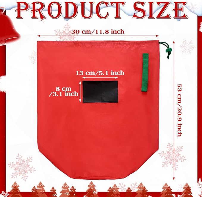 3 Pcs 21 x 12 Inch Christmas Inflatable Decorations Storage Bag with Blackboard Drawstring Waterproof Christmas Storage Containers for Holiday Xmas Ornaments Accessories Gift Organizer(Red)