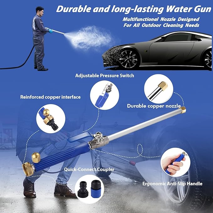 【Limited Stock! 】Garden Hose Nozzle, High Pressure hose sprayer nozzle, Power Washer Hose Attachment with 2 Different Nozzles and Hose Quick Connectors For Patio Car Pet Washing