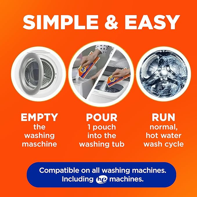 Washing Machine Cleaner by Tide, Washer Machine Cleaner with Oxi for Front and Top Loader Washer Machines, Deep Cleaning Residue & Odor Eliminator, 10 Month Supply + Calendar