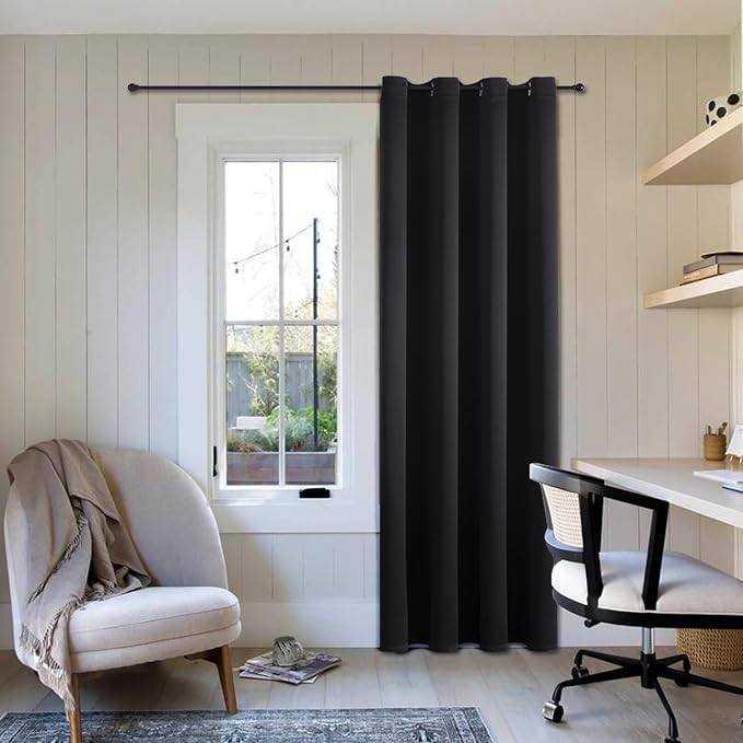 ChrisDowa Grommet Blackout Curtains for Bedroom - Thermal Insulated Room Darkening Curtains for Living Room (1 Panel Set, Black,52W x 84L)