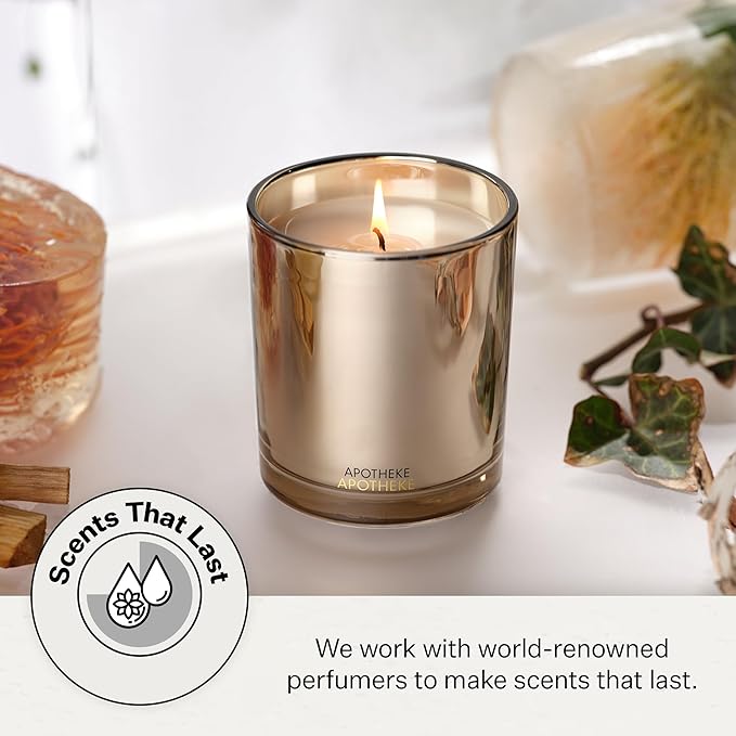 Apotheke Signature Scented Candles for Home, Firewood - 10.5 oz - Soy Wax, Non Toxic, Large Jar Brown - Luxury Candle Gifts for Women & Men - Nutmeg, Cardamom, Cedarwood, and Patchouli