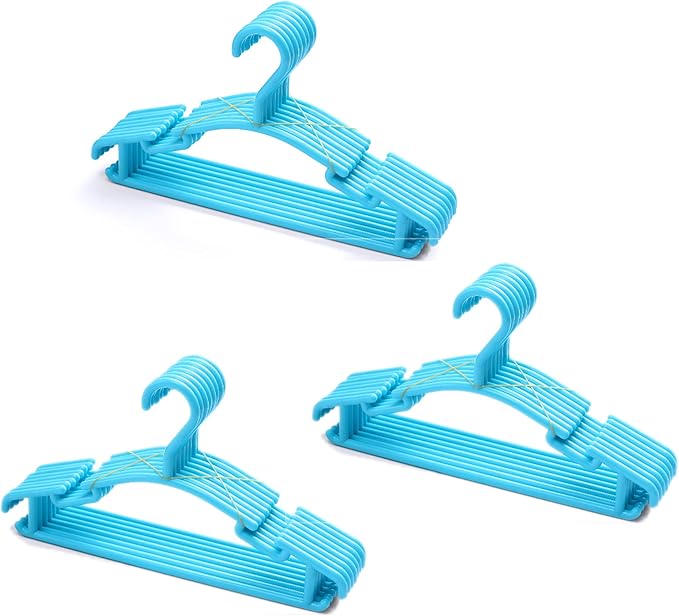YYaaloa Kids Clothes Hangers Baby Clothes Hangers Childrens Plastic Infant Hangers Very Durable Kids Hangers Toddler's Hangers for 1inch Closet Rod (Blue 30pcs)