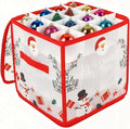 Pwsap 64 Christmas Ornament Storage Box with Handles, Santa Claus Storage Containers Organizer Bag with Dividers, Ultimate Organizer for 3In Xmas Ornaments, Seasons Balls, Holiday Decoration