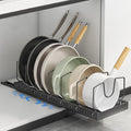 Enskatec Expandable Pots and Pans Organizer Under Cabinet, Sliding Pot Lid Holder and Pan Rack in Kitchen, Pull out Kitchen Cabinet Storage, with 10 Adjustable Dividers