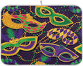 Mardi Gras Dish Drying Mat for Kitchen Mask Beads Confetti Masquerade Party Microfiber Drying Mats Absorbent Reversible Dish Pad Medium Dish Draining Mat 16x18 inch