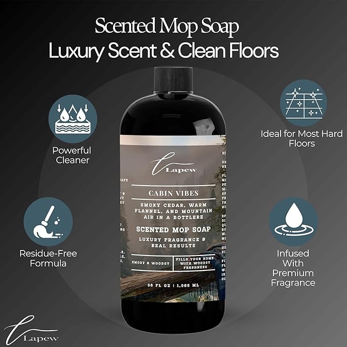 Lapew Cabin Vibes Scented Mop Soap Concentrate 36 oz | Premium Fragranced Floor Cleaner | Streak-Free | Hard Floor Cleaning Solution | Eco Friendly | Made in USA (Autumn Woods)