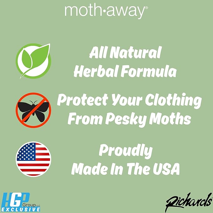 Richards Homewares Moth Away Sachets – 72-Pack Value Pack, Natural Herbal Moth Repellent, Non-Toxic & Chemical-Free, Fresh Scent for Closets, Drawers & Storage – Made in USA