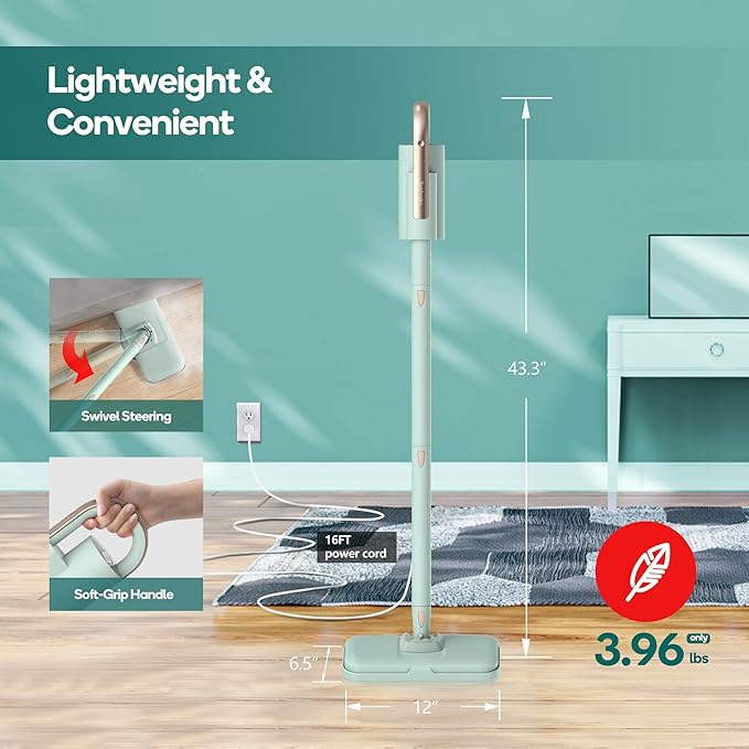 Newbealer Steam Mop & Detachable Handheld Cleaner, 250ml 1200W Powerful Floor Steamer, 3 Adjustable Levels for Carpet Laminate Hardwood Grout, Carpet Glider, 11 Multi-purpose Accessories & 2 Pads