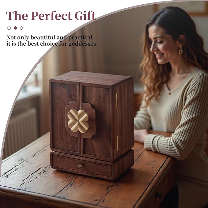Jewelry Box for Women Wooden Jewelry Box Organizer With Drawers Jewelry Storage Organizer for Earring, Ring, Necklace, Bracelets