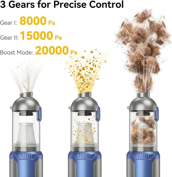 makecatch Handheld Car Vacuum Cleaner, 20000Pa High-Power Cordless Vacuum with 6000mAh Battery, LED Light, Washable HEPA Filter, Large Dust Cup, Lightweight Mini Vacuum for Car/Home/Pet Hair