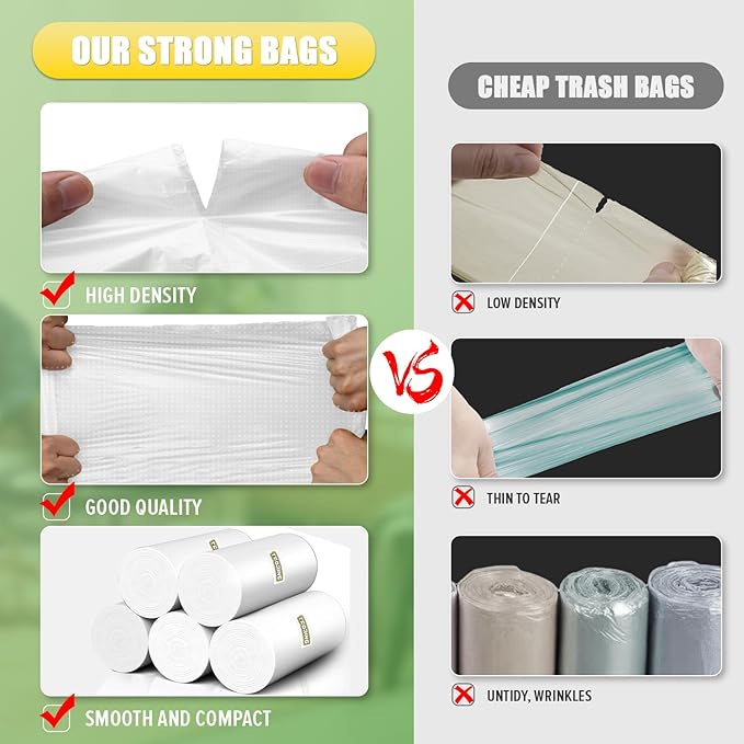 T.FORING 13 Gallon Tall Kitchen Trash Bags - 110 Count Clear Plastic Garbage Bags Unscented Trash Can Liners Strong Waste Basket Bags 49.2 Liter for Home and Office Bins