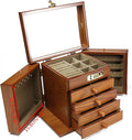 Eapmic Extra Large 5 Layers Wooden Jewelry Box Jewelry Case Cabinet Armoire Ring Necklacel Gift Storage Box Organizer(5 Layers,Brown,Style 4)