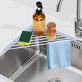 HANZENMA Triangular Sink Rack, Multi-Functional Rack Above The countertop, Foldable Sink Drying mat, Heat-Resistant, Non-Slip, and Rust-Proof Dish Rack (Gray)