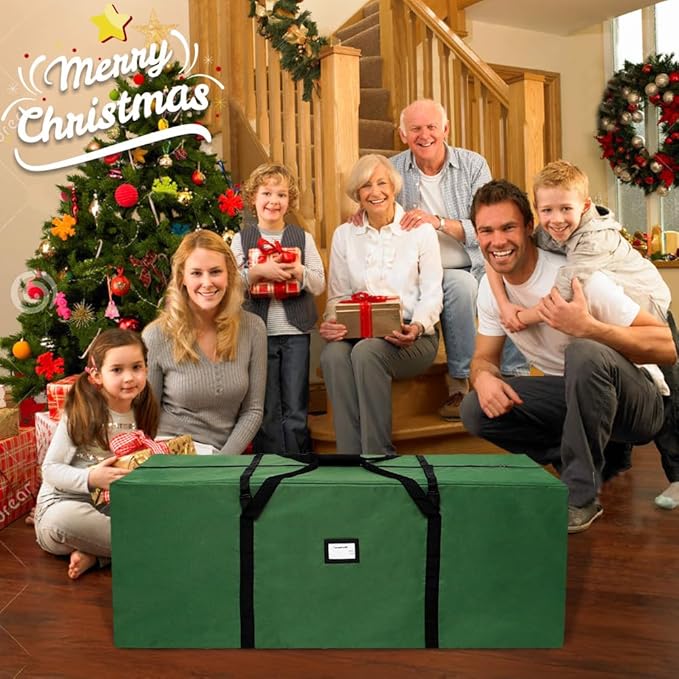 AerWo Christmas Tree Storage Bag 7.5, Extra Large Christmas Tree Storage Box Containers Fits Up to 7.5 Ft Artificial Trees Heavy Duty 600D Oxford Xmas Holiday Tree Bag with Handles & Dual Zipper