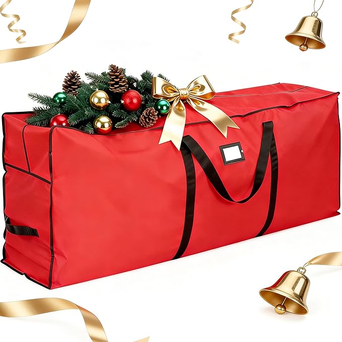 Christmas Tree Storage Bag for 9 FT Tree, Heavy-Duty 600D Waterproof Oxford Fabric with Wide Opening & Double Zipper, Durable Holiday Storage Organizer for Xmas Tree, Ornaments & Lights