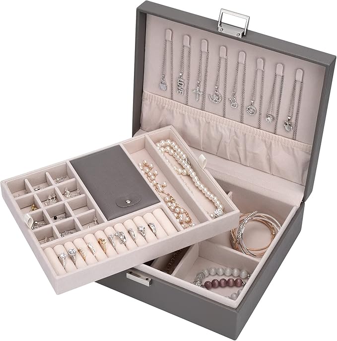 Storage and Organizer Jewelry box Jewelry Storage Box Travel Jewelry Organizer Cases craft containers for organizing/GRAY