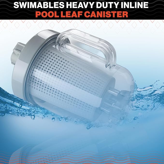 Swimables Heavy Duty Inline Pool Leaf Canister - Compatible with Hayward W560 PoolVac Navigator Standard Sized – Durable Leaf Catcher for Pool Vacuum with Heavy Duty Strainer Basket for Inground Pools
