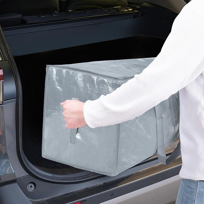 TICONN 8 Pack Extra Large Moving Bags Heavy Duty with Zippers & Carrying Handles, Durable Storage Bags Moving Boxes for Closet Organizers and Storage (8 Pack, Light Grey)