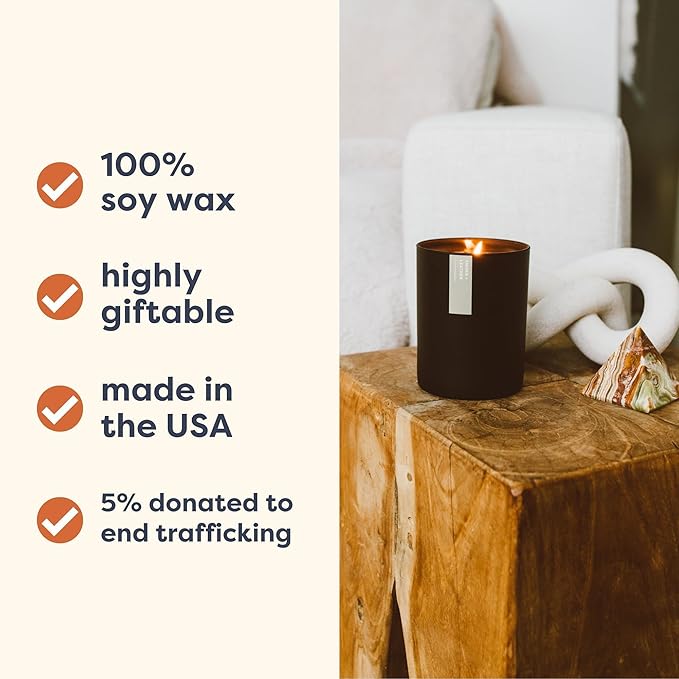 Calyan Wax Co. Lavender & Bergamot Scented Candle - 75 Hour Burn - Luxury Non Toxic Soy Wax Candles - Long Lasting Black Tumbler Jar Candle for Home - 10.2oz