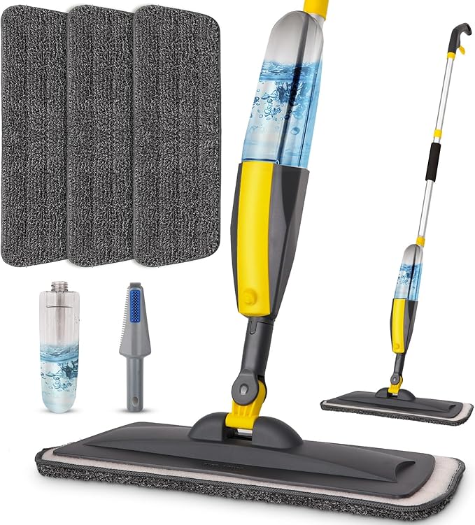 Mops for Floor Cleaning, Spray Mop with 400ml Refillable Bottle and 2 Replacement Pads Dry Wet Floor Household or Commercial Hardwood Laminate Tile Ceramic