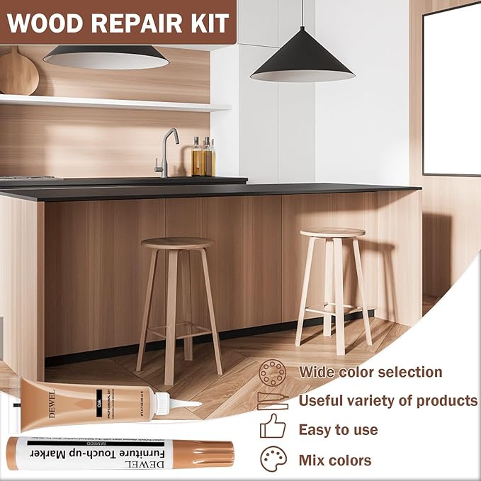 DEWEL Wood Filler Floor Scratch Remover, Furniture Repair kit, Wood Marker Paint, Touch up Paint Pens for Walls, Furniture Pens for Scratches, Polish, Stain pen-28 Sets